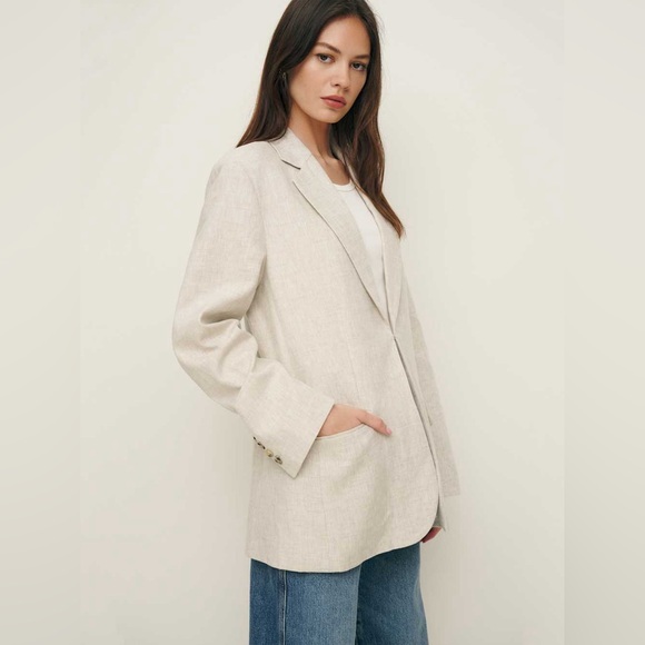 NWT Reformation Drew Oversized Linen Blazer in Oatmeal - Picture 6 of 10